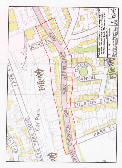 Diagram of Appin Crescent Dunfermline AQMA.